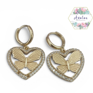 ARETES DE CORAZON MARIPOSA