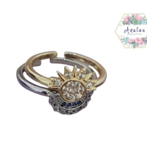 ANILLO DE PAREJA PLATEADO DE SOL Y LUNA