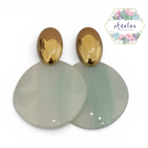 ARETES DE BOLA DORADA CON RUEDA BLANCA