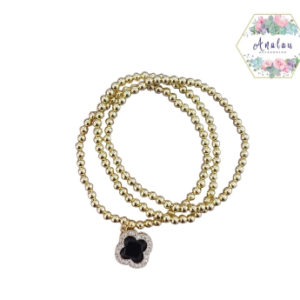 3 PULSERAS DE TREBOL NEGRO