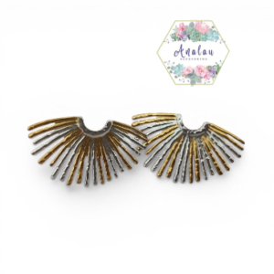ARETES DE BARBAS DOBLE COLOR DORADO Y PLATA