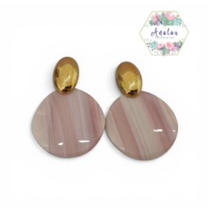 ARETES DE BOLA DORADA CON CIRCULO ROSA