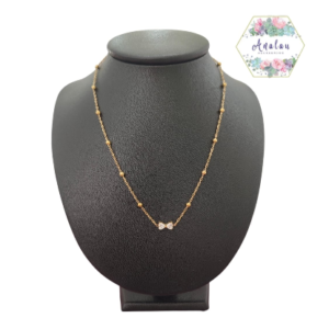 COLLAR DE BOLITAS DORADO CON MOÑO