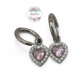 ARETES DE CORAZON MORADO DOBLE USO