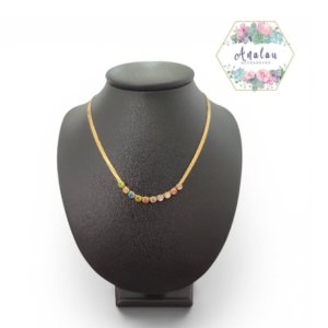 COLLAR DE PLANCHA DORADO CON BOLITAS DE COLORES