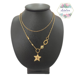 COLLAR DOBLE CADENA DE ESTRELLA Y CIRCULOS